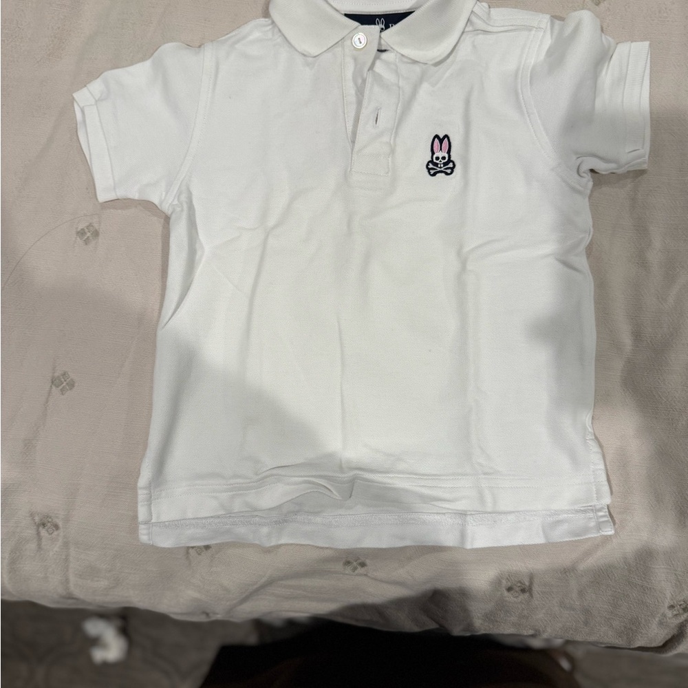 Psycho Bunny White Polo Shirt with Embroidered Bunny Logo